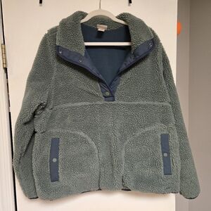 LL Bean Women's Sherpa Quarter Button Pullover